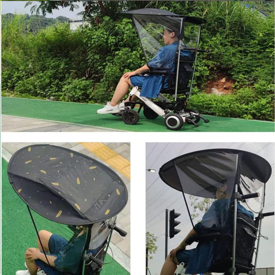 調節可能な屋外傘ホルダー、車椅子用日よけ、日よけレインカバー、耐紫外線保護、ほとんどの車椅子用車椅子用キャノピー傘立て ブラック｜store2byliu｜02