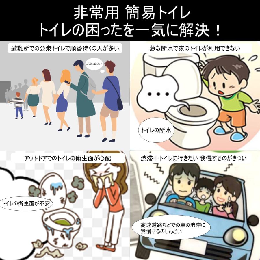 簡易トイレ ポータブルトイレ 防災 非常用 トイレ 耐荷重150kg 排泄処理袋12枚?蓋付き 水洗い可能 折りたたみ式 交通渋滞、介護用品、アウトドアに最適 日本語説｜store2byliu｜02