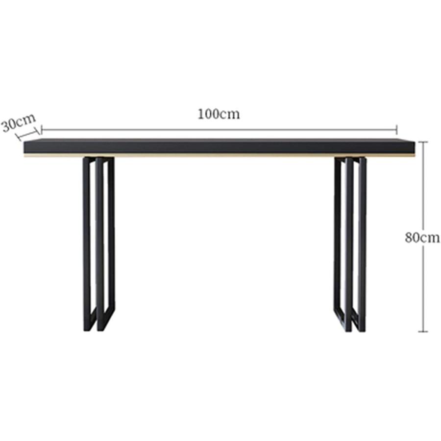 木製コンソールテーブル 廊下テーブル ブラック＆ゴールドの玄関用コンソールテーブル 壁際のディスプレイテーブル エントランステーブル ロング 無垢材 コンソ 