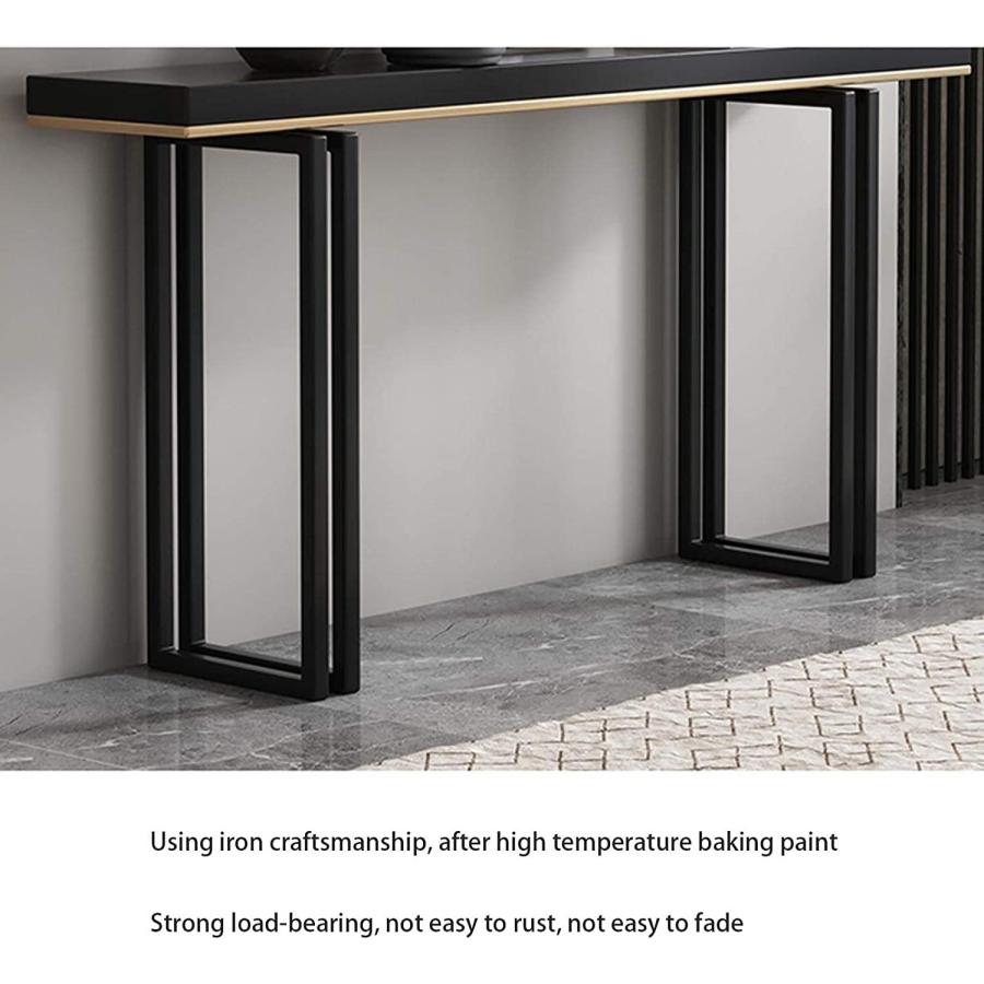 木製コンソールテーブル 廊下テーブル ブラック＆ゴールドの玄関用コンソールテーブル 壁際のディスプレイテーブル エントランステーブル ロング 無垢材 コンソ 