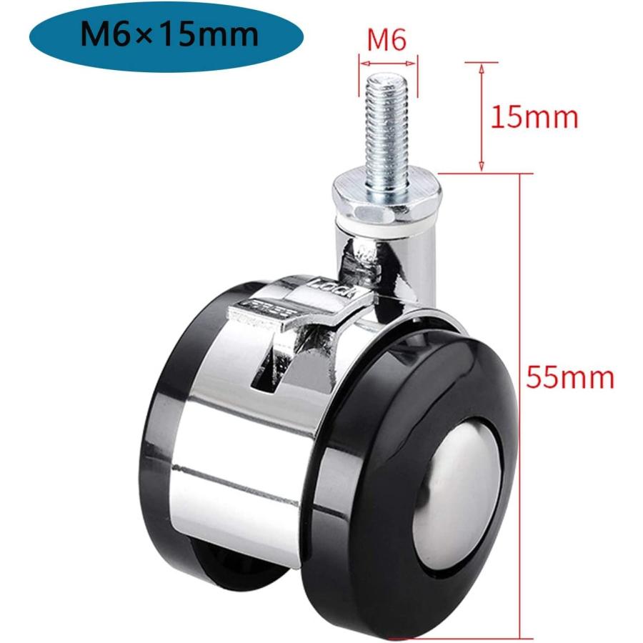 キャスター 車輪 4個家具スイベルキャスター 耐荷重300kg DIY M6 移動用 ホイール 静音 高耐久性 亜鉛合金キャスターホイール
