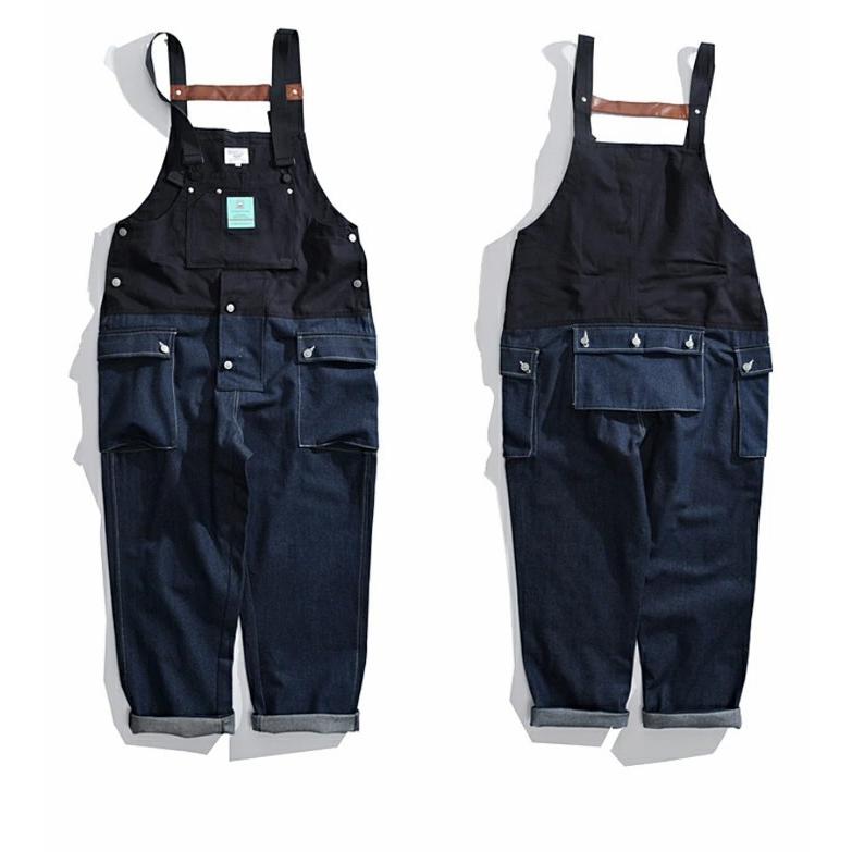 オーバーオール メンズ サルエルパンツ 秋冬 ゆったり オールインワン 宅配便送料無料 バイカラー つなぎ おしゃれ カジュアル 大きいサイズ ズボン 作業着