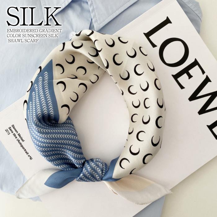 シルクスカーフ レディース ネッカチーフ シルク100 オフィススカーフ 正方形 小さい プリント 53 53cm 優雅 三日月柄 春 夏 秋 スカーフ ファッション Scarf 8414 Store Ale 通販 Yahoo ショッピング