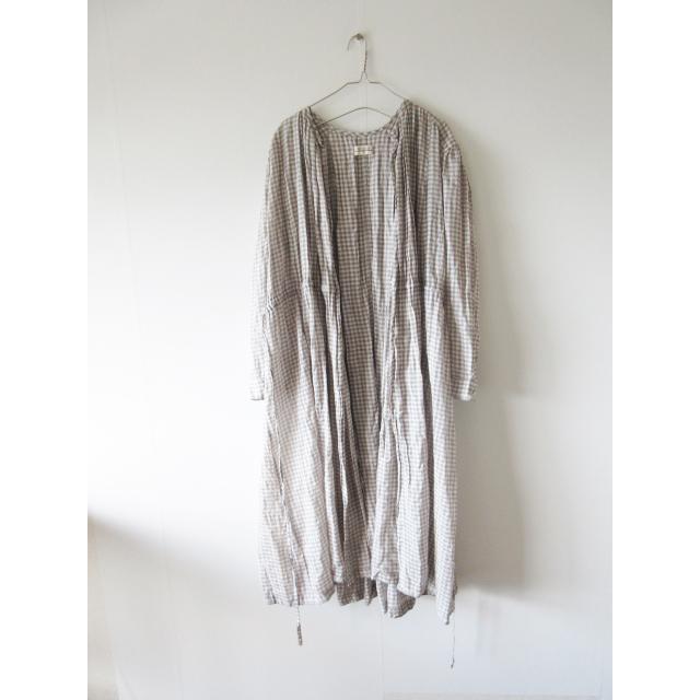 BUNON / ブノン チェック コットンシルク タック ワンピース WHITE×L 