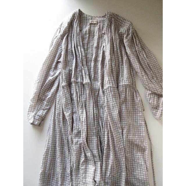 BUNON / ブノン チェック コットンシルク タック ワンピース WHITE×L 