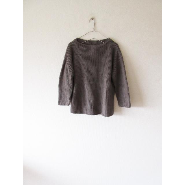 美品 Gauze / ガーゼ G451 コットンリブニットプルオーバー GRAY * セーター 長袖 レディース 畔編み 574USED