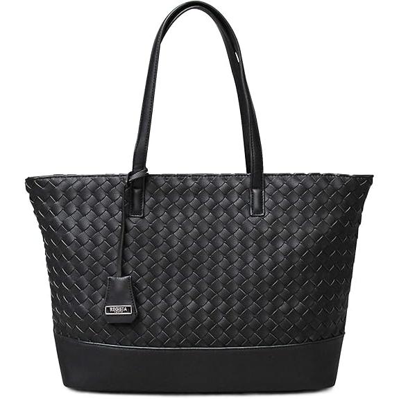 編み込み お洒落 トートバッグ 大容量 高級感 メンズ ブラック 黒