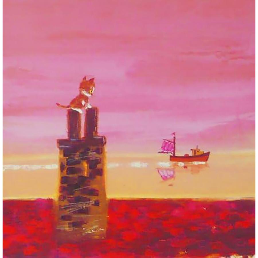 新品 渡辺あきお ネコ 猫 ねこ 猫の絵 仔猫 子猫 現代アート 額装付き