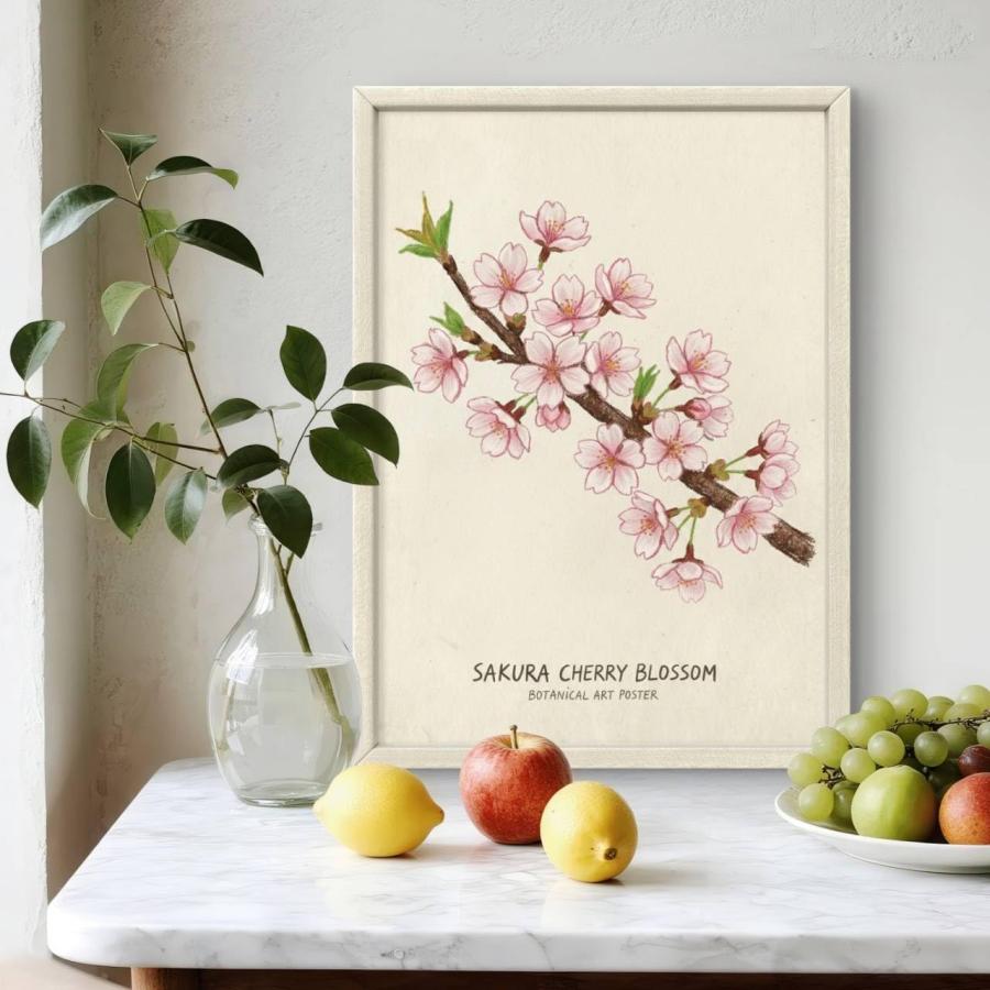 桜の絵 額入り A4サイズ 壁掛け 額付き アートポスター アートパネル 