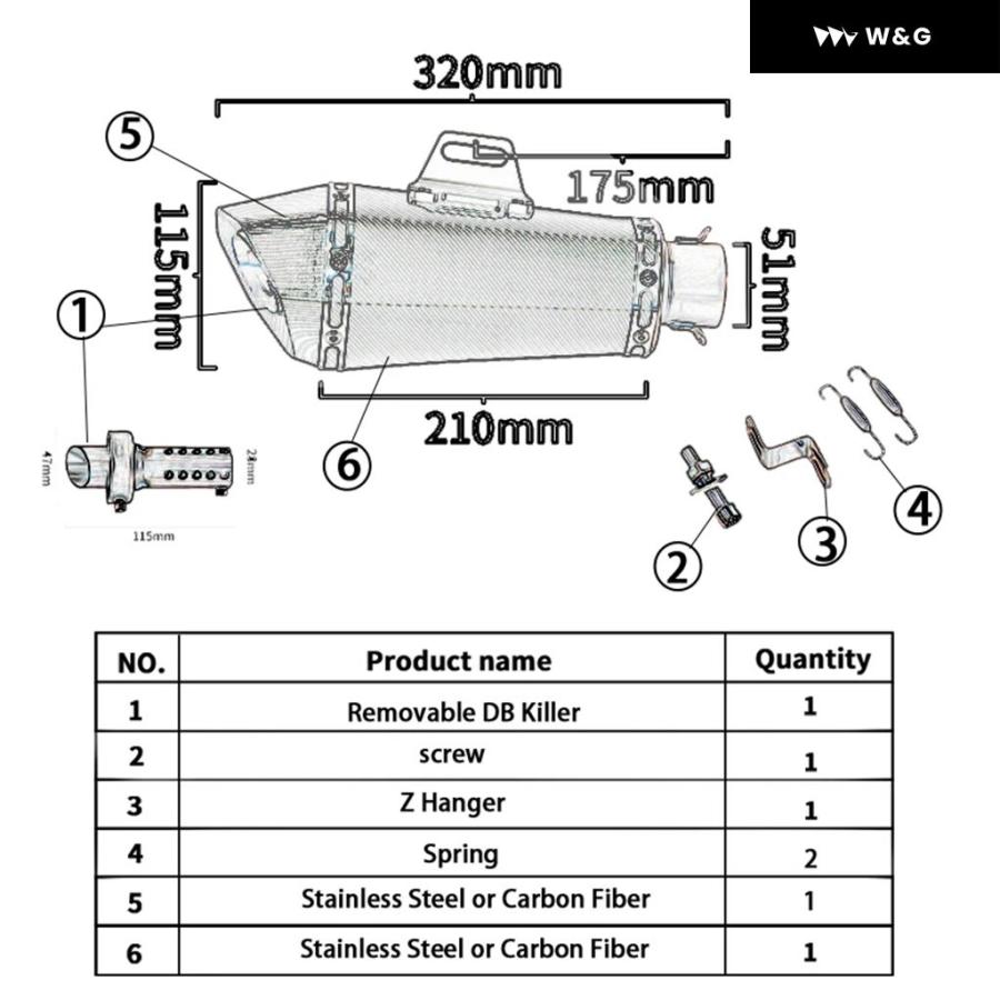 並行輸入品 スリップオン スズキ GW250 GW250F GW 250 オートバイ バイク 排気ミドルリンク パイプ ESPACE MOTO 51MM オートバイ バイク カーボンマフラーの画像