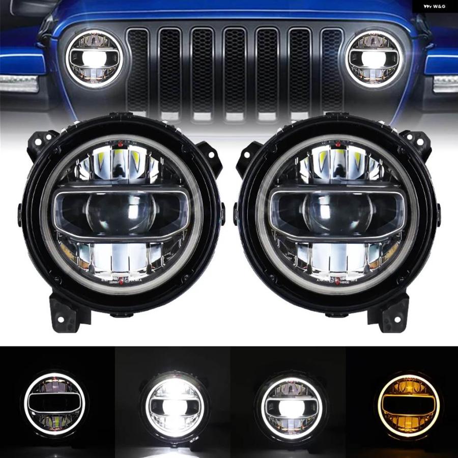 並行輸入品9インチ LED ヘッドライト ハイ/ロービーム ハロー DRL
