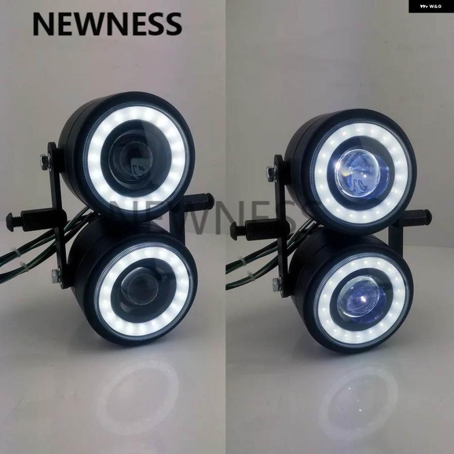 ブランド登録なし - 並行輸入品自動二輪車 ツイン 前照灯 ダブルLED 上端照明ランプ ホワイトアングルハロー 上端照明ランプ マウント ハーレー ツーリング ダイナ スポー