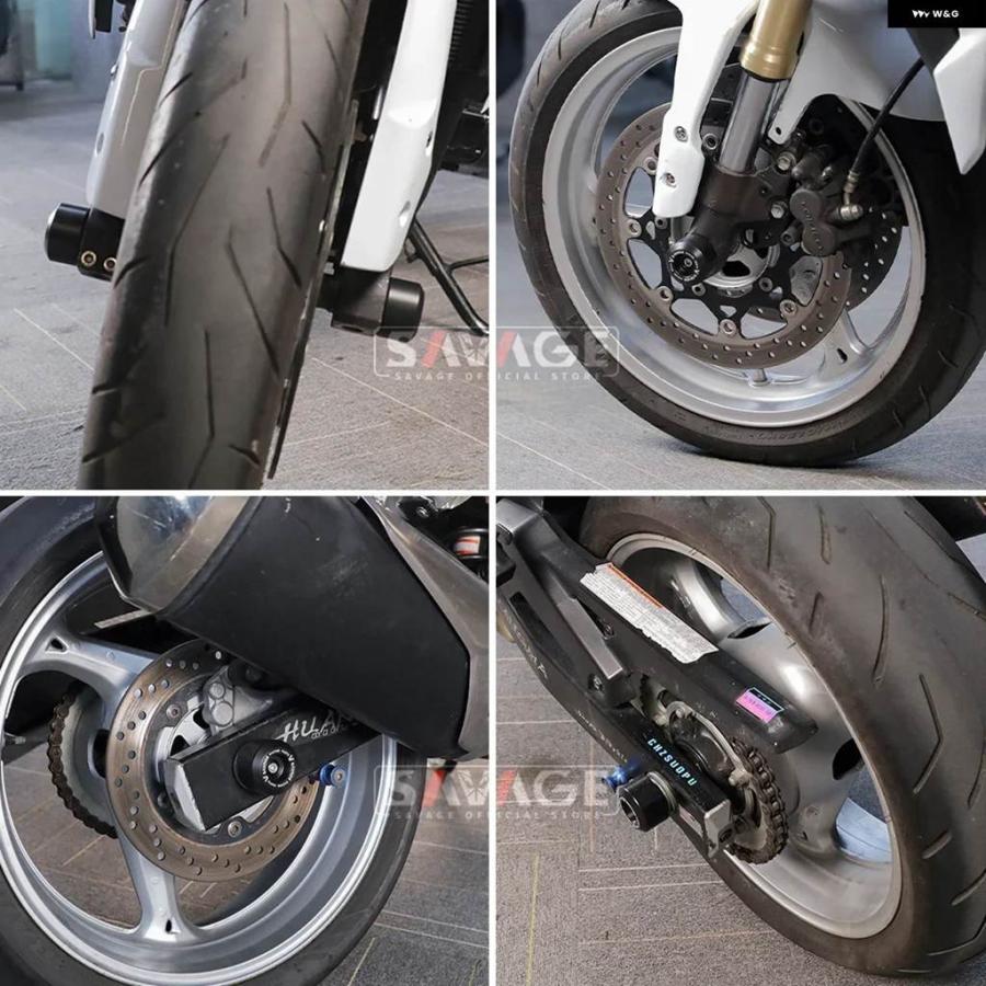 並行輸入品GSR750 GSXS750 アクスル フォーク クラッシュ スライダー スズキ GSR 750 GSXS GSX-S バイク プロテクター リアフロントホイールハブ 防止の画像