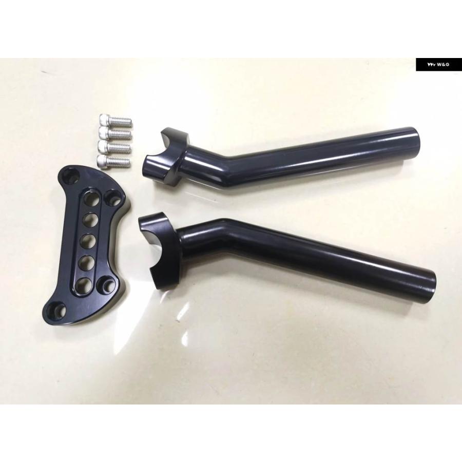 並行輸入品ブラック CNC オートバイ 8.5インチ ハンドルバー ライザー 1インチ バートップ クランプ ボルトセット ハーレー ロード ツアー グライド キの画像