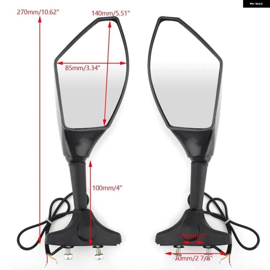 並行輸入品 ペアLEDミラー ヤマハ R6S FZ1 FZ6 FAZER FZ8S FJR1300 XJ6 FZR600 バイク_3