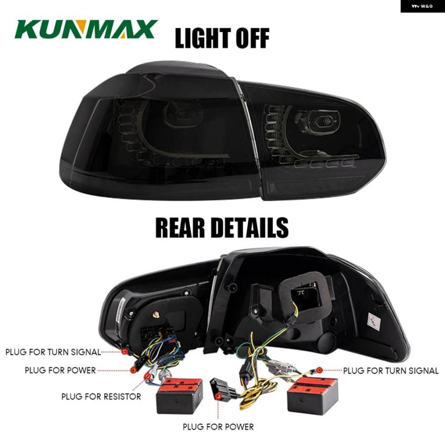 並行輸入品 VW GOLF6 MK6 R20 2008-2013用ペア テールライト アセンブリ 流水点滅 ウィンカーライト ゴルフ 6 テールライトの画像