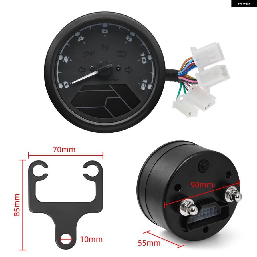 ブランド登録なし - 並行輸入品 自動二輪車 12000RMP LCD 迅速さ 米突 オドメーター タコメーター 1-4 円柱 自動二輪車 ゲージ 自動二輪車