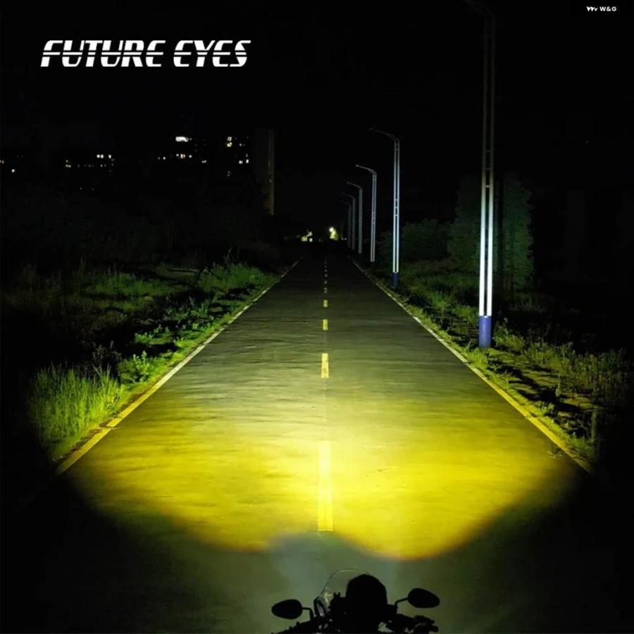 並行輸入品 FUTURE EYES F20P バイク 用 LED スポットライト ロー/ハイビーム イエロー/ホワイト 舗装カットラインライト バースの画像