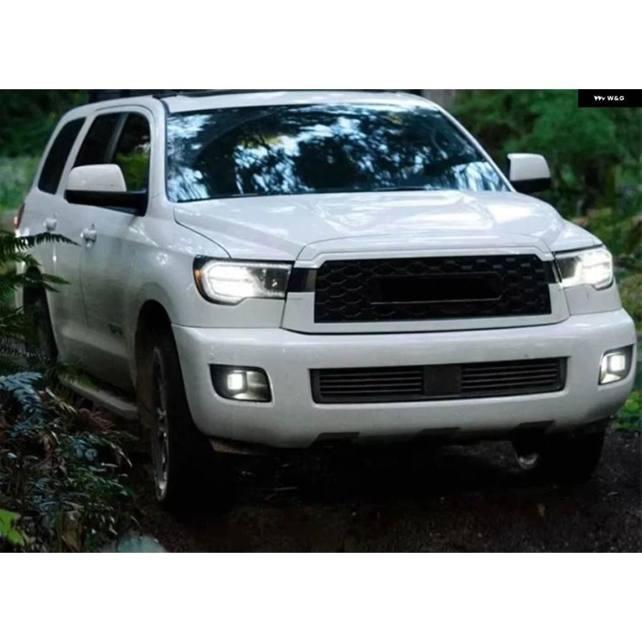 並行輸入品 トヨタ セコイア 2019 - 2021 4X4 ABS 用オフロード グリル LEDライト カーフロント バンパー グリル 外装 トリム_2