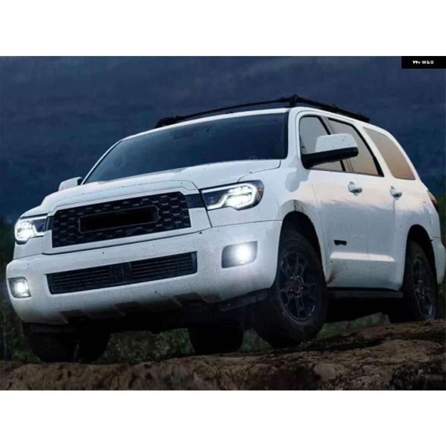 並行輸入品 トヨタ セコイア 2019 - 2021 4X4 ABS 用オフロード グリル LEDライト カーフロント バンパー グリル 外装 トリム_3