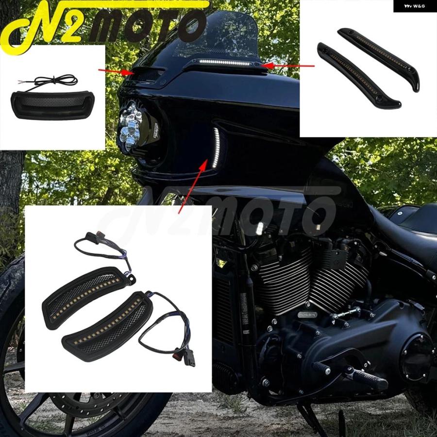 ブランド登録なし - 並行輸入品 ハーレー 置き目馬乗り ST FXLRST FXRST 自動二輪車 トレーサー 前照灯 フェアリング ベント 声遣い照明ランプ LED ウィンカー ともし火 DRL