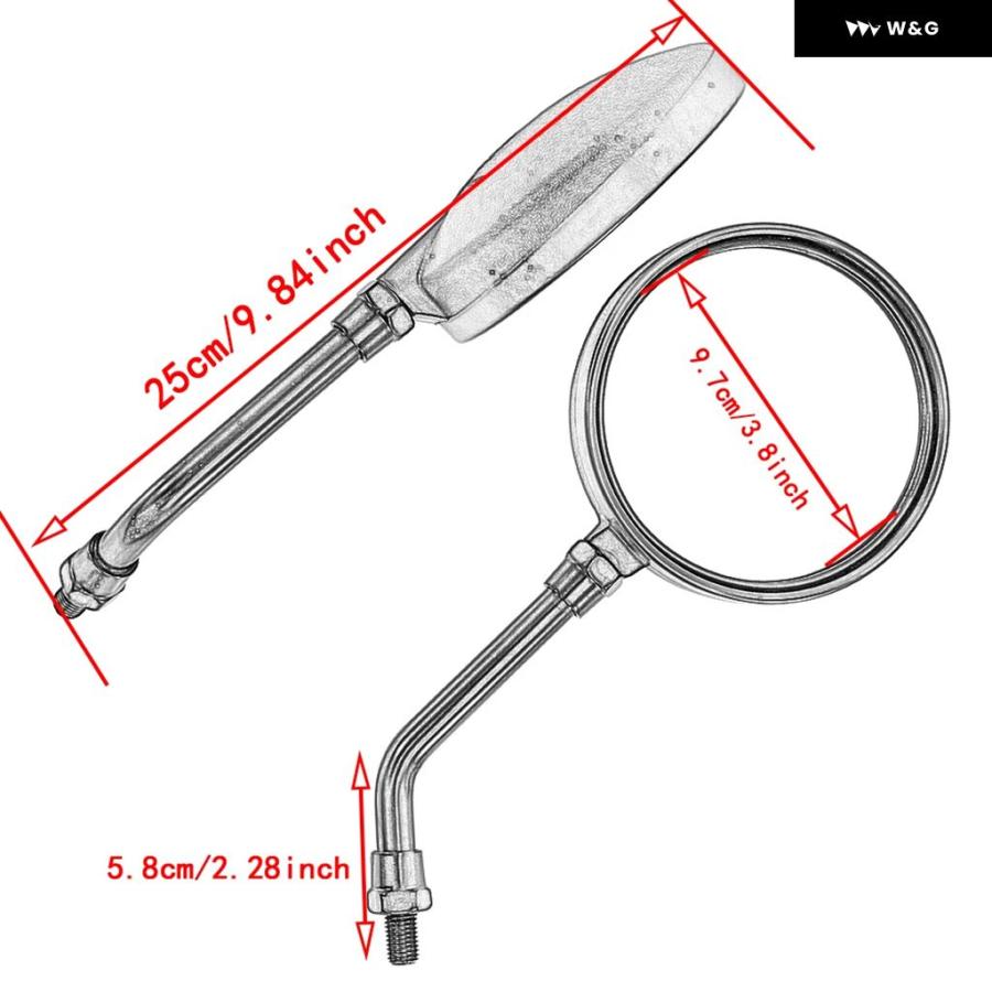 ブランド登録なし - 並行輸入品  2個入り口・入口 汎用 自動二輪車 用ブラックラウンドミラー 最高限度10MMスレッド径 リアビューミラー 側面鏡鑑カスタム パ