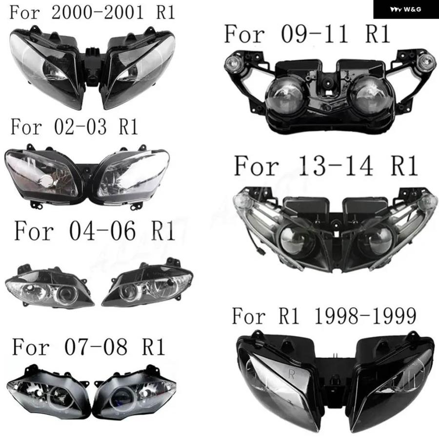 並行輸入品 ヤマハ R1 1998-2014 オートバイ フロント ヘッドランプ ヘッドライト アセンブリ  カスタム パーツ アの画像