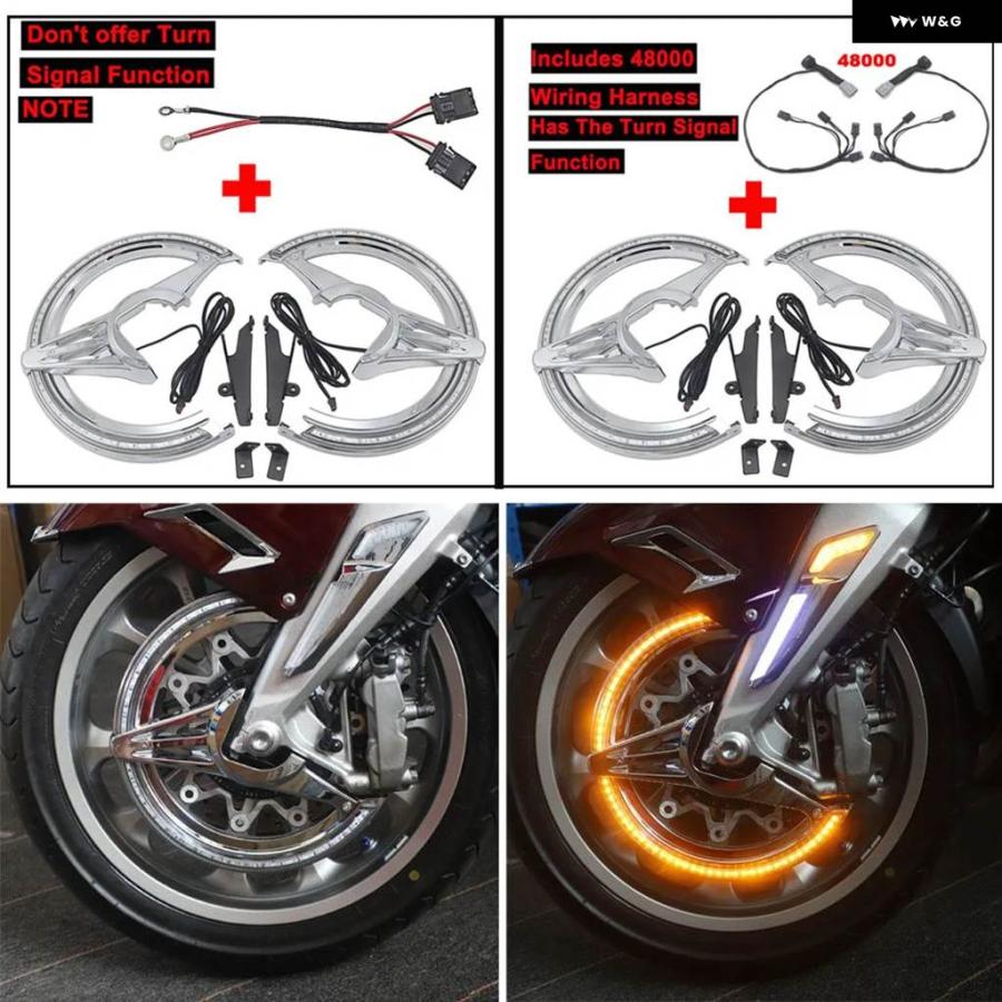 並行輸入品ホンダ ゴールドウィングF6B 2018-UP 2020 2021年GL1800 バイク ブラッククローム LED フォーク マウント ナビライトとローターカバー_10