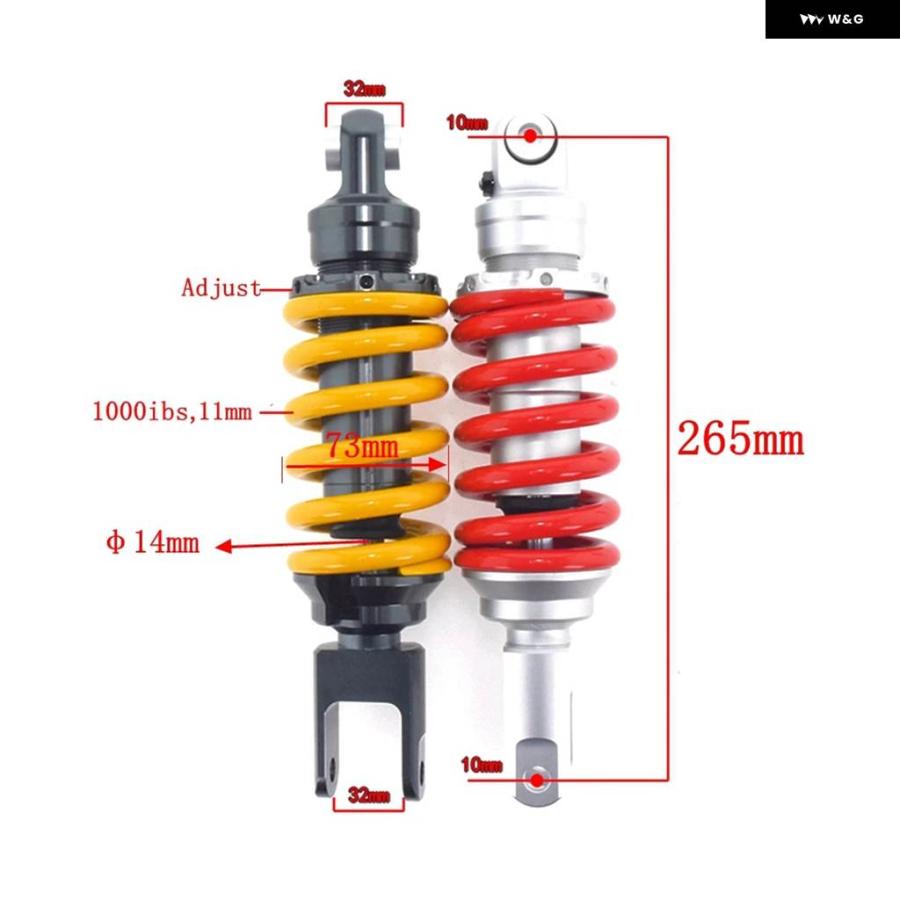 並行輸入品 265MM オートバイ リアサスペンション セントラルショック アブソーバー ホンダ カワサキ ヤマハ VIXION155 YZF-R15 CBT125 Z12_3