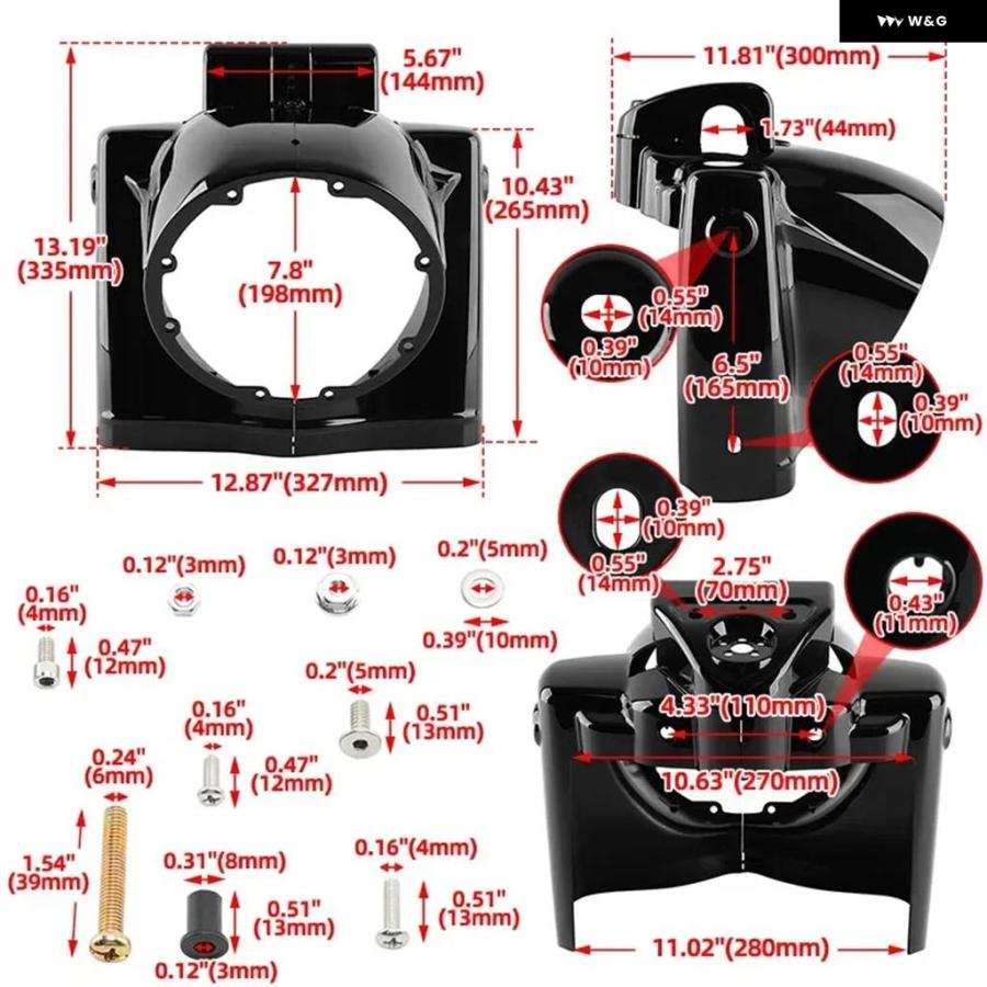 ブランド登録なし - 並行輸入品 自動二輪車 7in ラウンド 前照灯 ナセルガードカバー ABS製 上端照明ランプ フロントカウル ハーレー ツーリング 置き目