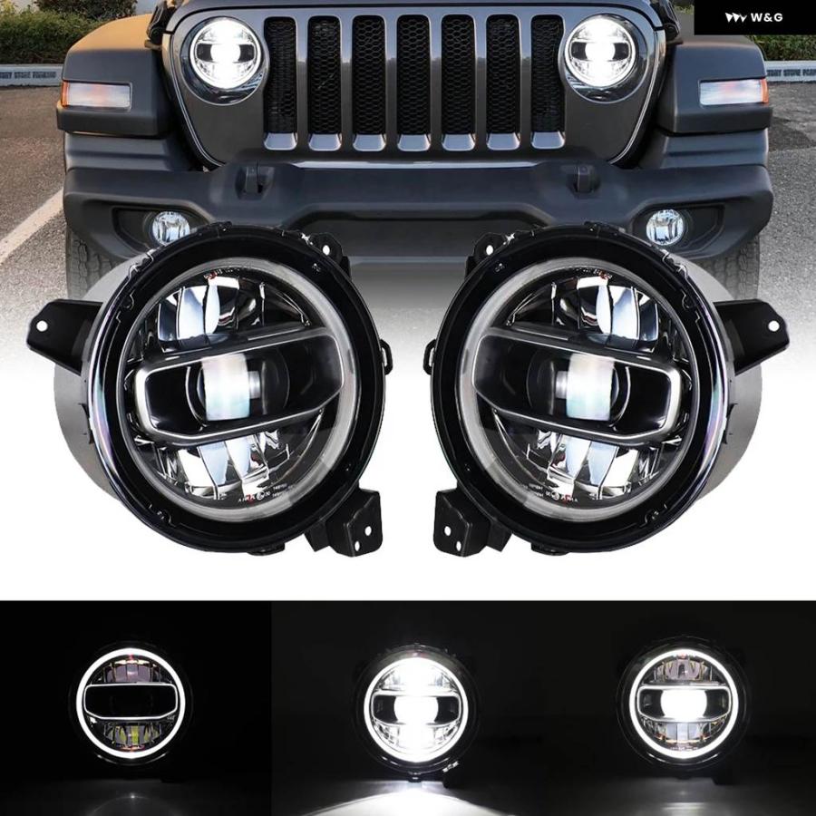 並行輸入品 9インチ LED ヘッドライト ハイ/ロービーム ハロー DRL ライト ジープ ラングラー JL JLU JT ルビコン 18-23 E24_2