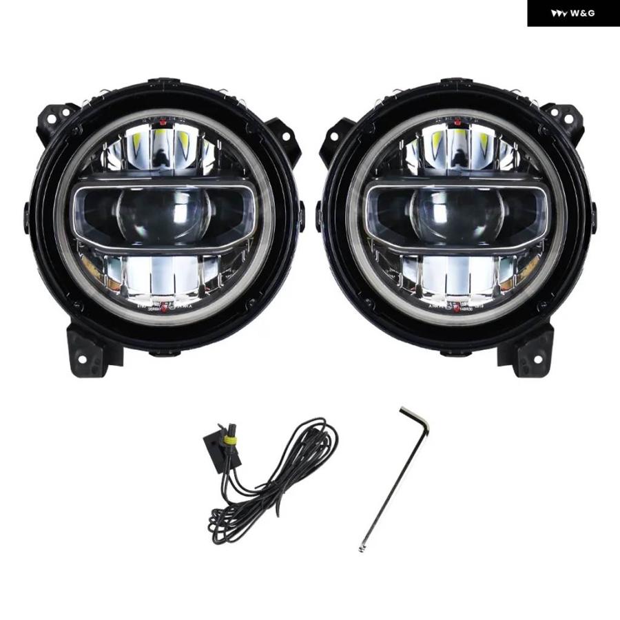 並行輸入品 9インチ LED ヘッドライト ハイ/ロービーム ハロー DRL ライト ジープ ラングラー JL JLU JT ルビコン 18-23 E24_4
