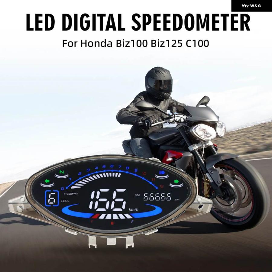 並行輸入品 12000RPMゲージ デジタル バイク スピード メーター LED RPM ダッシュボード ホンダ BIZ 100 C100 1998-2005 ジレラの画像