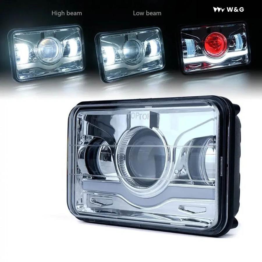 並行輸入品 12V 24V 4X6インチ LED H4 ヘッドライト LEDワークライト DRL ハイローシールビーム オフロード ヘッドランプ 車 ジープ オートバイ バイク トの画像