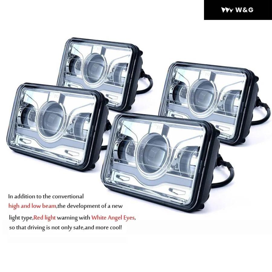 並行輸入品 12V 24V 4X6インチ LED H4 ヘッドライト LEDワークライト DRL ハイローシールビーム オフロード ヘッドランプ 車 ジープ オートバイ バイク トの画像