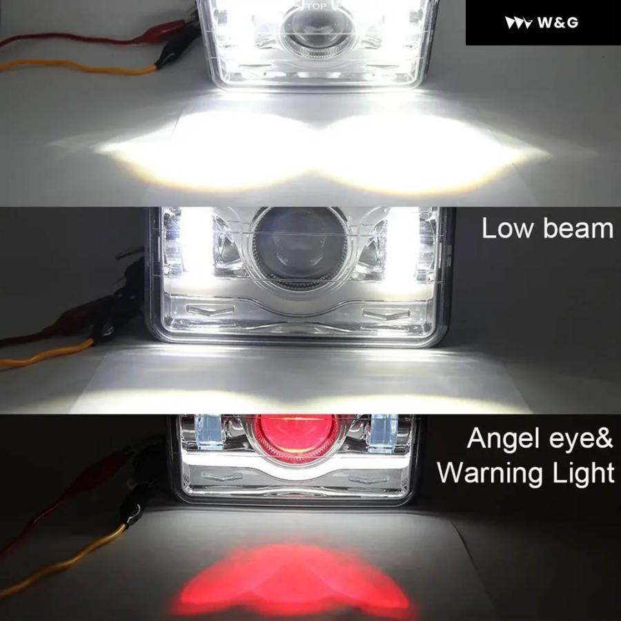 並行輸入品 12V 24V 4X6インチ LED H4 ヘッドライト LEDワークライト DRL ハイローシールビーム オフロード ヘッドランプ 車 ジープ オートバイ バイク トの画像