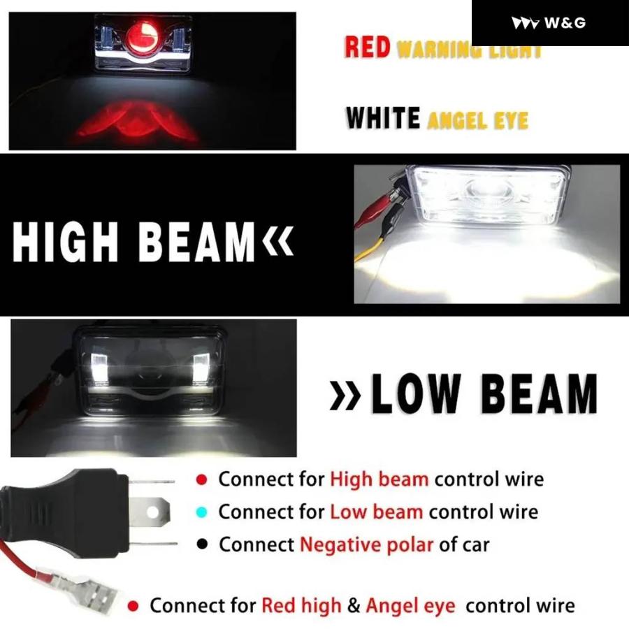 並行輸入品 12V 24V 4X6インチ LED H4 ヘッドライト LEDワークライト DRL ハイローシールビーム オフロード ヘッドランプ 車 ジープ オートバイ バイク トの画像