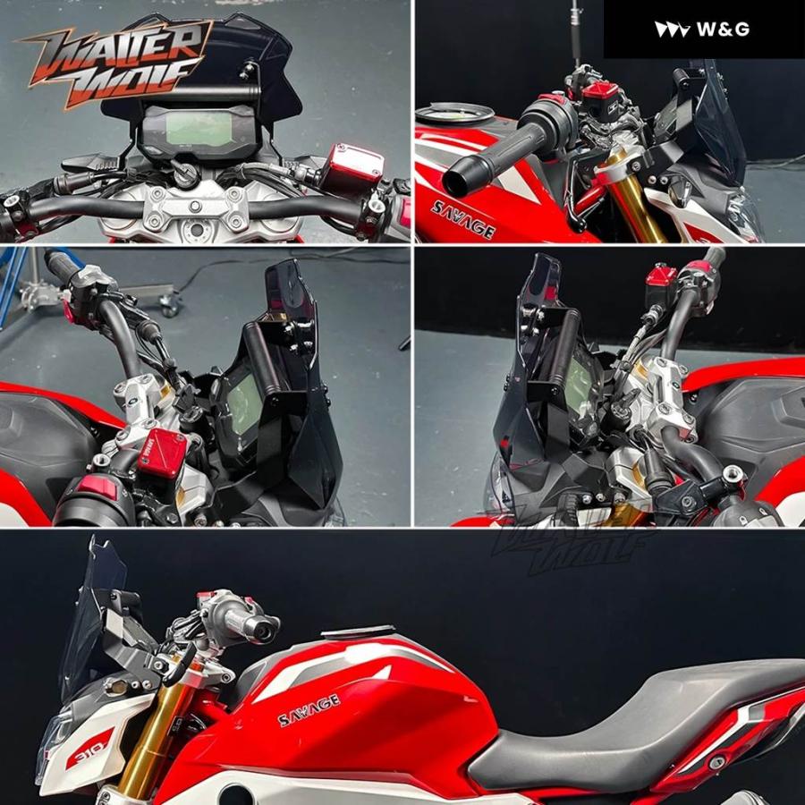並行輸入品 スモーク ウィンドスクリーン ウィンドシールド BMW G310R 2017-2025 2024 GPSナビゲーション 電話 ブラケット エアデフレクター ウィンドシー_4