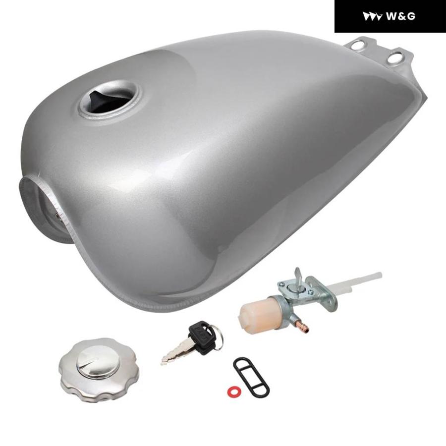 並行輸入品 オートバイ バイク シルバー 9L 2.4ガロン ガス燃料タンク スズキ GN125 GN250 全モデル 汎用 カ