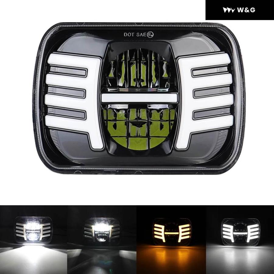 並行輸入品  5X7 スクエア LED カー ヘッドライト 7X6 ヘッドランプ DRL ウィンカー付き ジープ ラングラー YJの画像