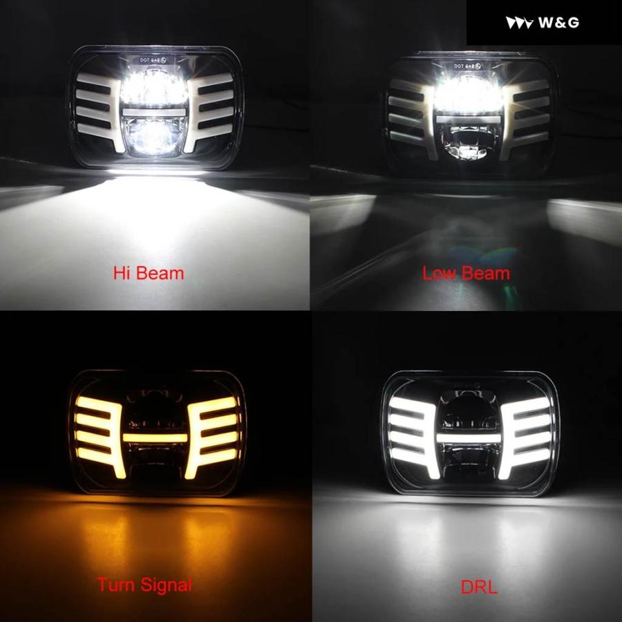 並行輸入品  5X7 スクエア LED カー ヘッドライト 7X6 ヘッドランプ DRL ウィンカー付き ジープ ラングラー YJの画像