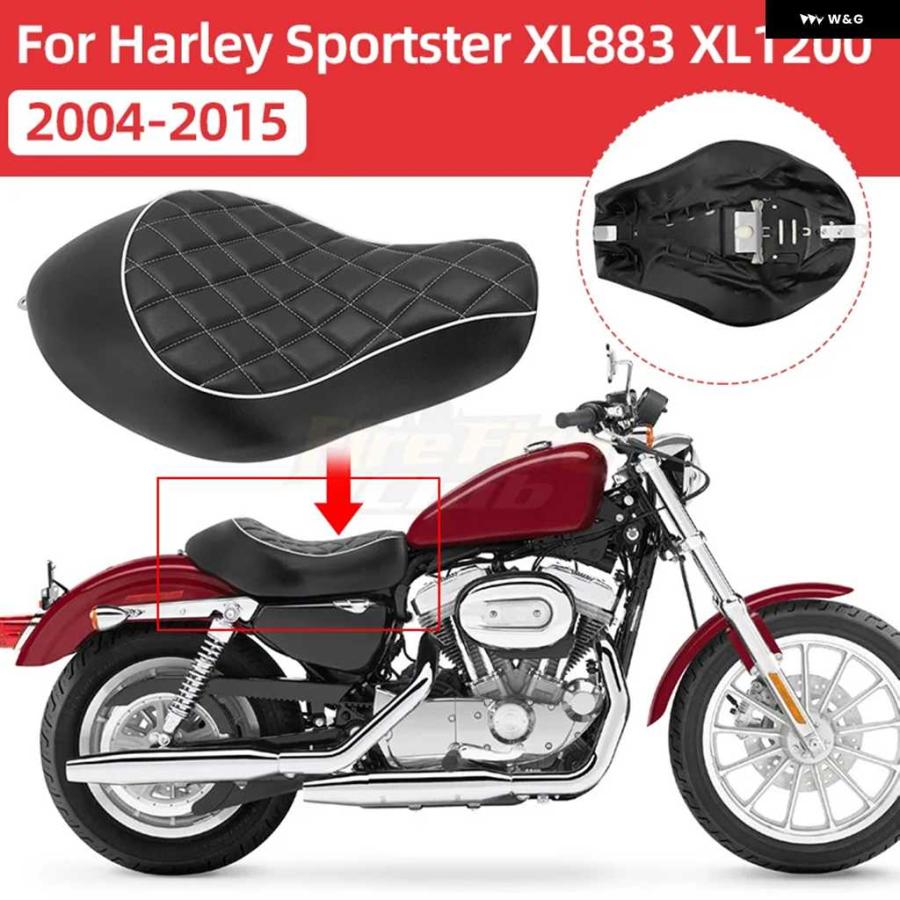 並行輸入品ハーレー スポーツスター 883 48 72 カスタム 2004-2015 オートバイ バイク PUレザー ライダーソロドライバーシート クッション パッド_7