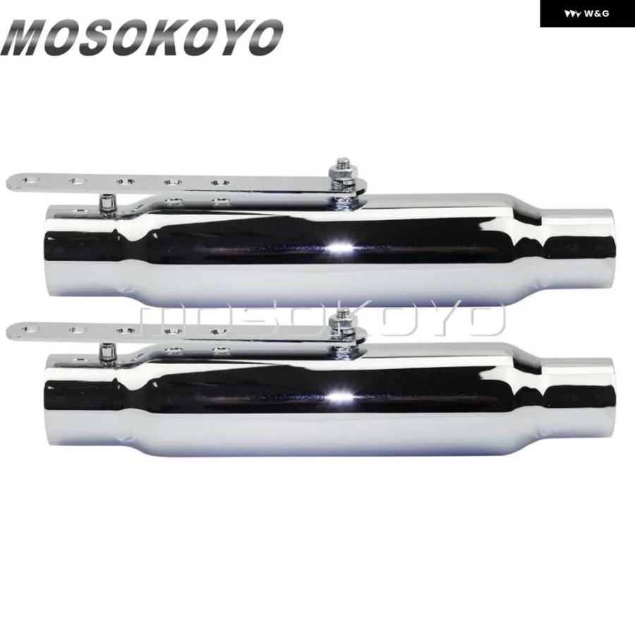 並行輸入品2個 ショートリー オートバイ バイク クロームエキゾーストマフラー アンティーク調 12インチ サイレンサー パイプ ハーレー チョッパー スク_5