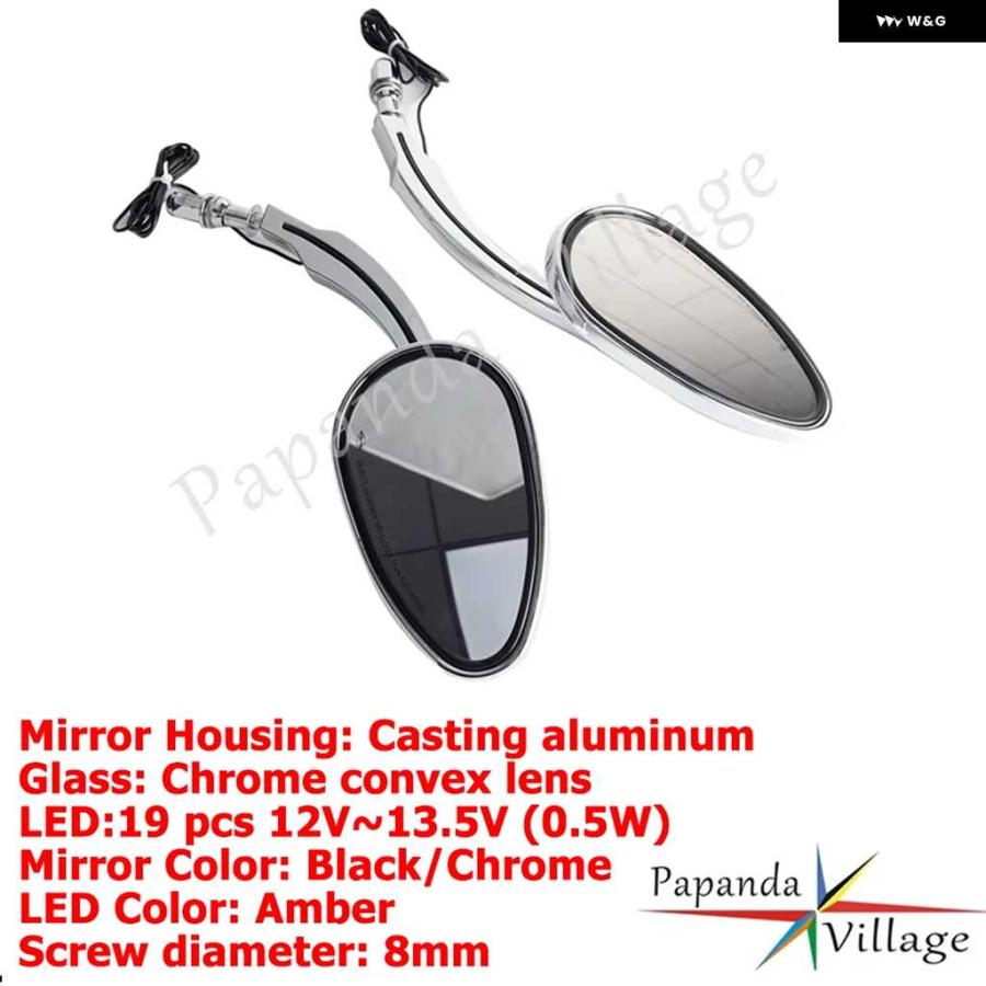 並行輸入品オートバイ バイク バックミラー LED ウィンカーライト 付き サイドミラー ハーレー ダイナ スーパーグライド コンバーチブル カスタム FXD_5