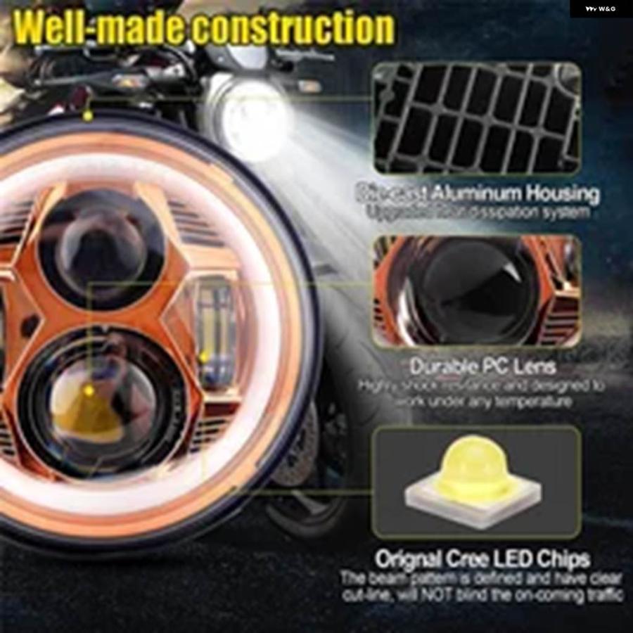 並行輸入品オートバイ 7インチ LED ヘッドライト H4 DRL ハローリング