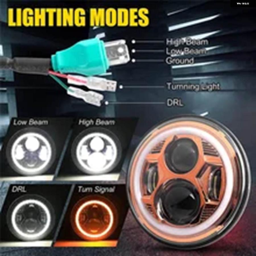 並行輸入品オートバイ 7インチ LED ヘッドライト H4 DRL ハローリング