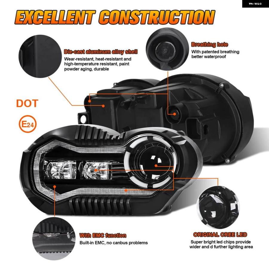 並行輸入品LEDフロント ヘッドライト BMW R1200GS アドベンチャー BMW 1200 GS アクセサリー ADV 2004-2012 HI/LO LEDライト オートバイ スーパーモト_6