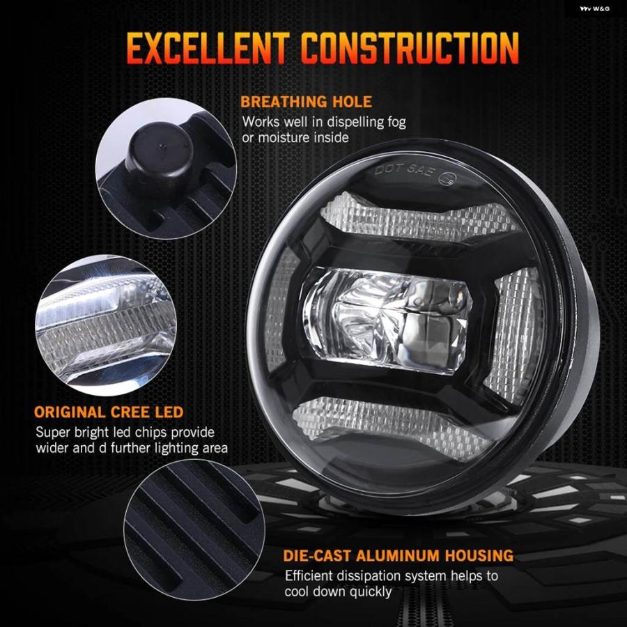 並行輸入品クローム/ブラック 7インチ LED ヘッドライト ラウンド + 2X 4-1/2インチ フォグランプ パッシングランプ ブラケット オートバイ ライト アセの画像