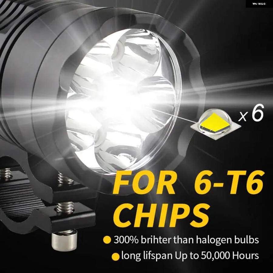並行輸入品1セット 60W オートバイ LED 補助 フォグランプ アセンブリ ランプ ヘッドライト + フラッシュライングループ + リレー BMW マツダ 日産 ヤマの画像