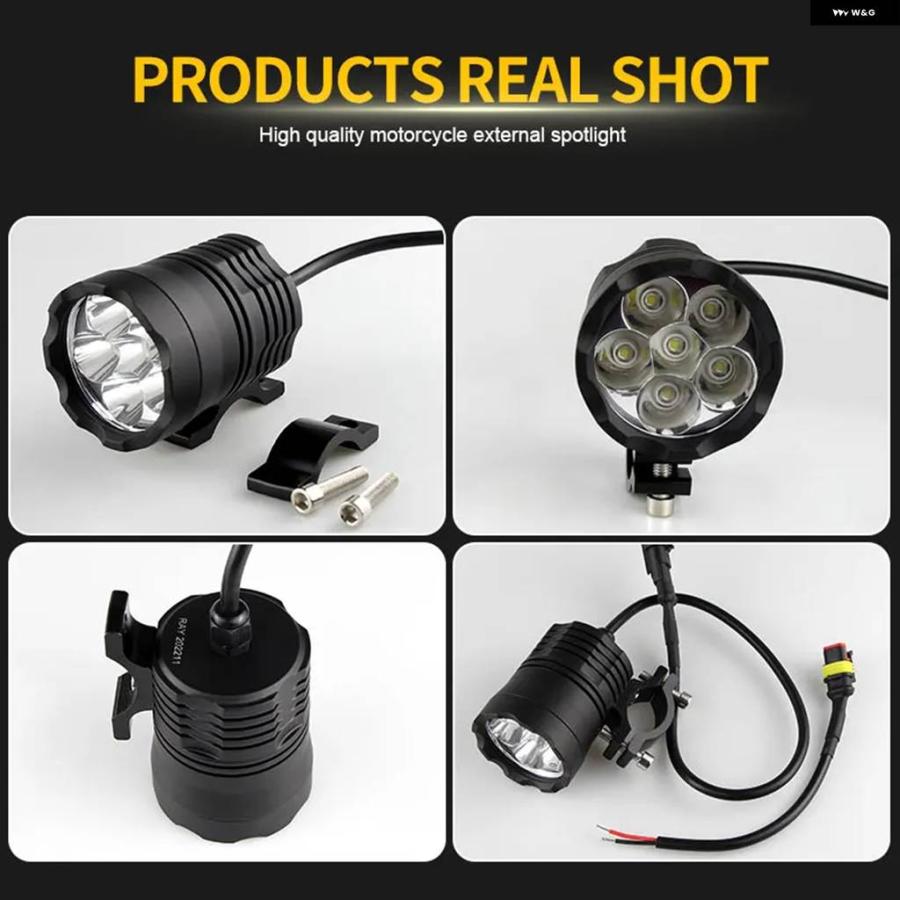 並行輸入品1セット 60W オートバイ LED 補助 フォグランプ アセンブリ ランプ ヘッドライト + フラッシュライングループ + リレー BMW マツダ 日産 ヤマの画像